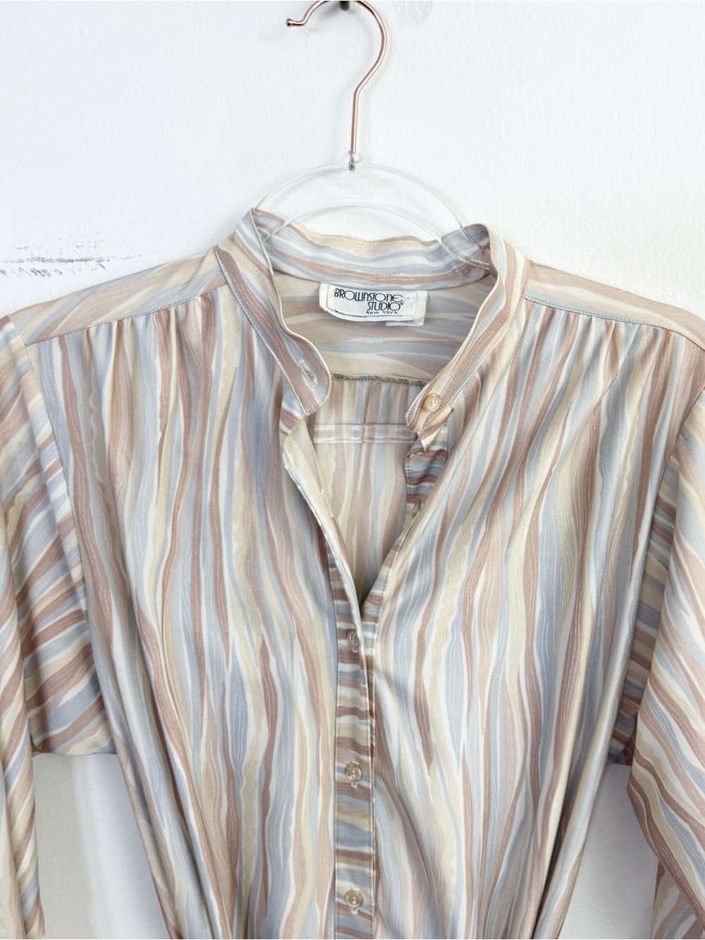 Vintage Brownstone Studio Pastel Stripe Shirt Dress Size 10 - Picture 2 of 8